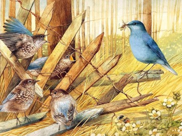  aves Arte - alimentación de aves en otoño